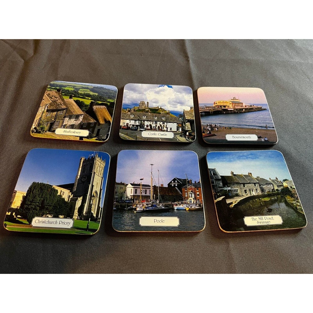 Vintage English Coasters - set of 6 ( Shaftesbury - Poole And Others .... )